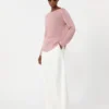 Linen yarn basic sweater, antique rose