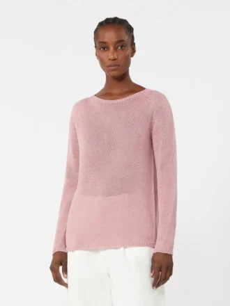 Linen yarn basic sweater, antique rose