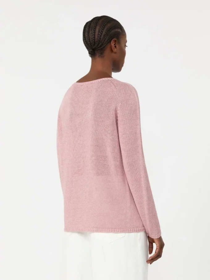 Linen yarn basic sweater, antique rose