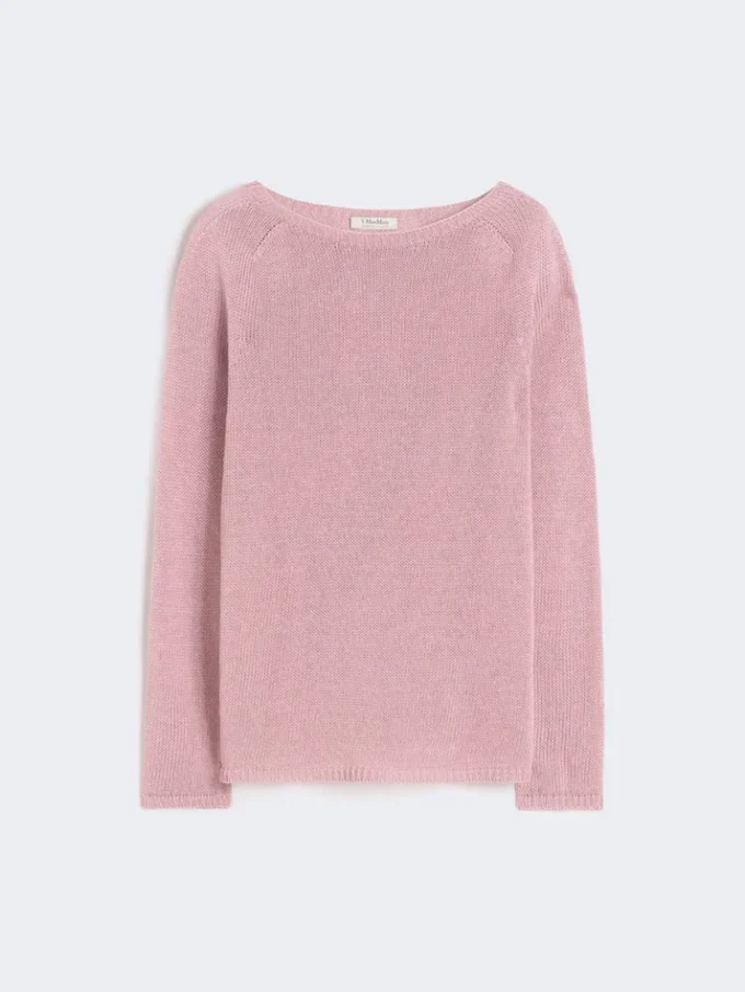 Linen yarn basic sweater, antique rose