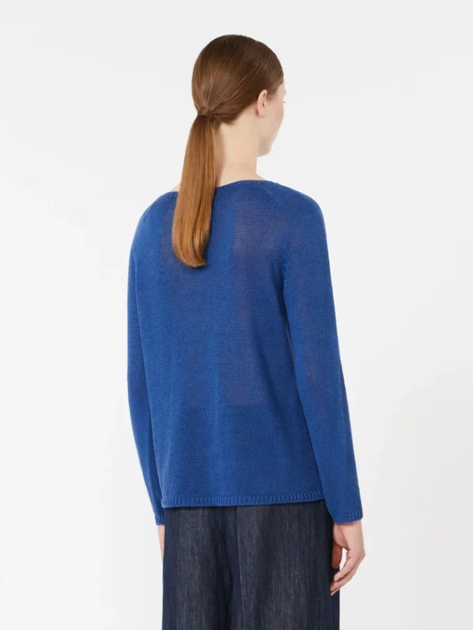 Linen yarn basic sweater, cornflower blue