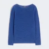 Linen yarn basic sweater, cornflower blue