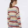 Linen yarn cardigan with belt, cherry