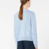 Linen yarn crew-neck sweater, sky blue