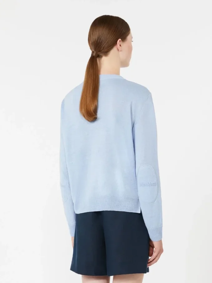 Linen yarn crew-neck sweater, sky blue
