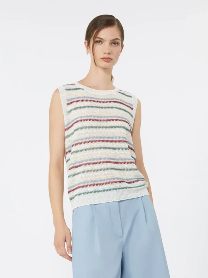 Linen yarn waistcoat, multicolour