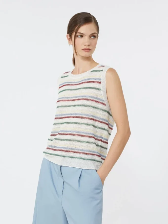 Linen yarn waistcoat, multicolour