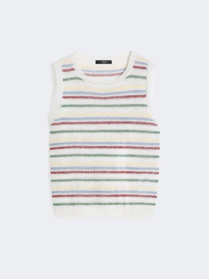 Linen yarn waistcoat, multicolour