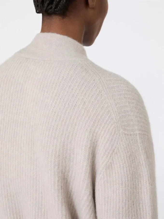 Long alpaca and wool cardigan, sand