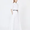 Long cotton poplin skirt, optical white Long cotton poplin skirt, optical white
