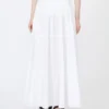 Long cotton poplin skirt, optical white Long cotton poplin skirt, optical white