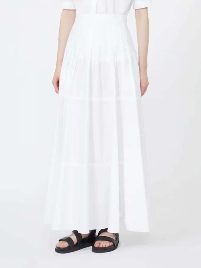 Long cotton poplin skirt, optical white Long cotton poplin skirt, optical white