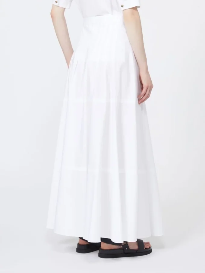 Long cotton poplin skirt, optical white Long cotton poplin skirt, optical white
