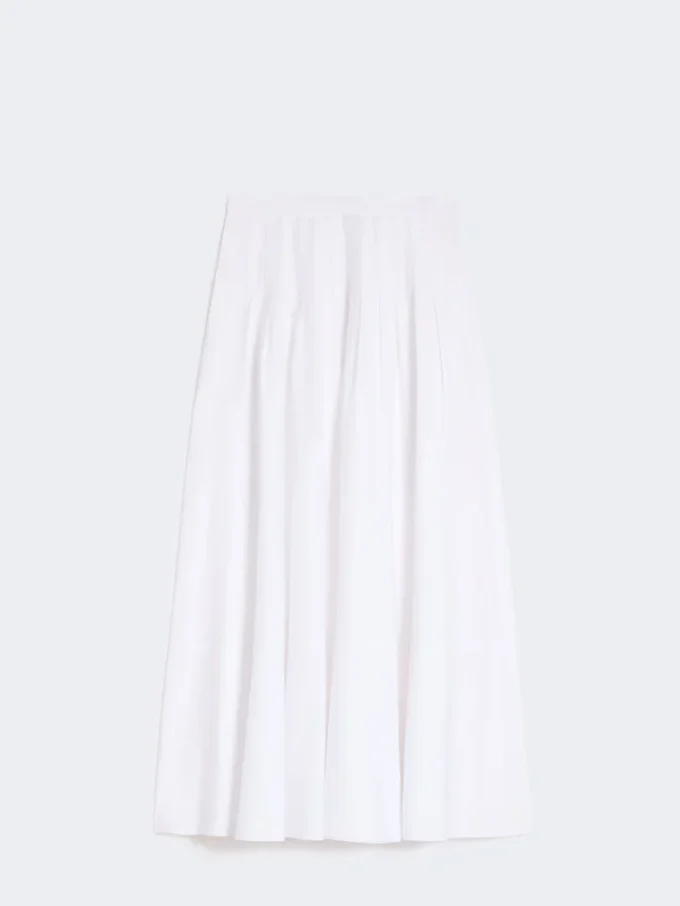 Long cotton poplin skirt, optical white Long cotton poplin skirt, optical white