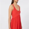 Long crepe jersey dress, coral