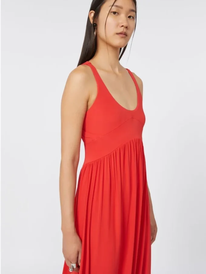 Long crepe jersey dress, coral