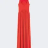 Long crepe jersey dress, coral