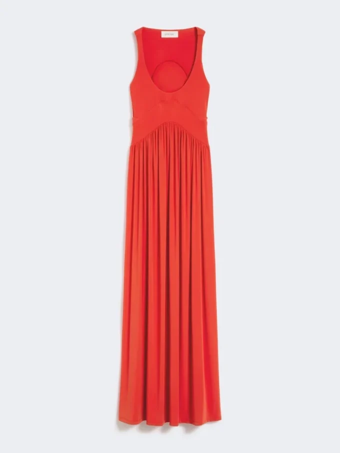 Long crepe jersey dress, coral