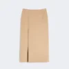 Long double-faced wool skirt, caramel