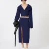 Long double-faced wool skirt, ultramarine Long double-faced wool skirt, ultramarine