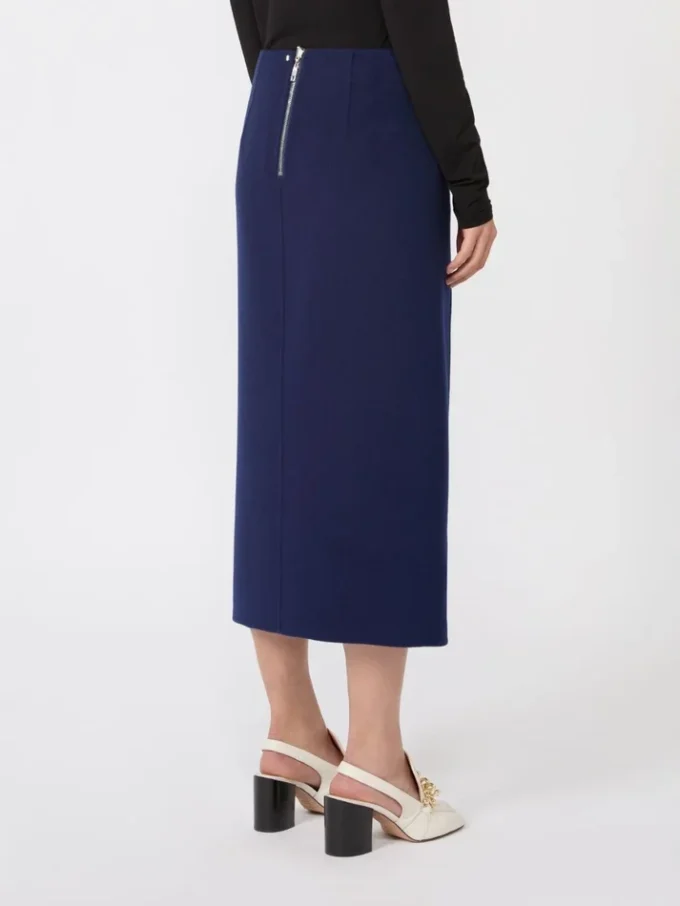 Long double-faced wool skirt, ultramarine Long double-faced wool skirt, ultramarine