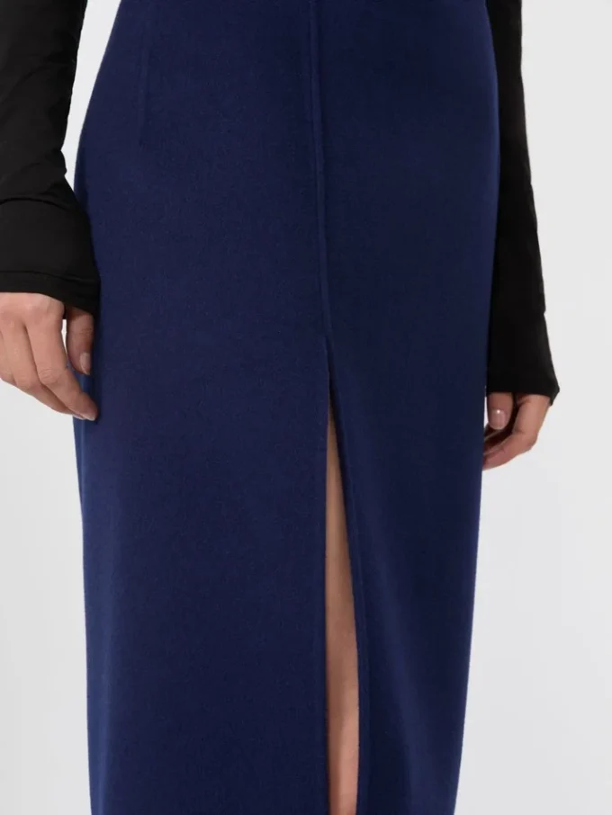 Long double-faced wool skirt, ultramarine Long double-faced wool skirt, ultramarine