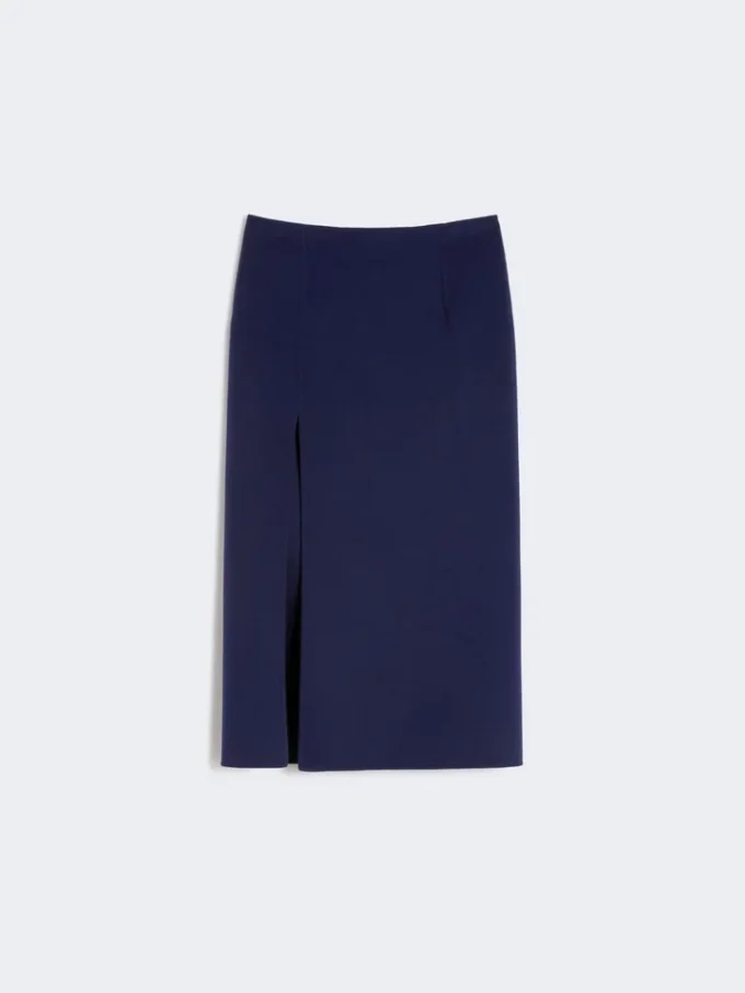 Long double-faced wool skirt, ultramarine Long double-faced wool skirt, ultramarine