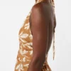 Long dress in printed poplin, caramel