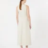 Long flared scuba jersey dress, beige Long flared scuba jersey dress, beige