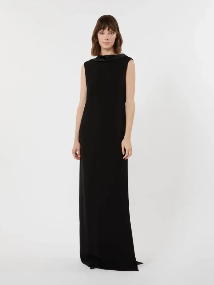Long lightweight cady dress, black Long lightweight cady dress, black