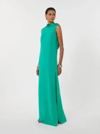 Long lightweight cady dress, green