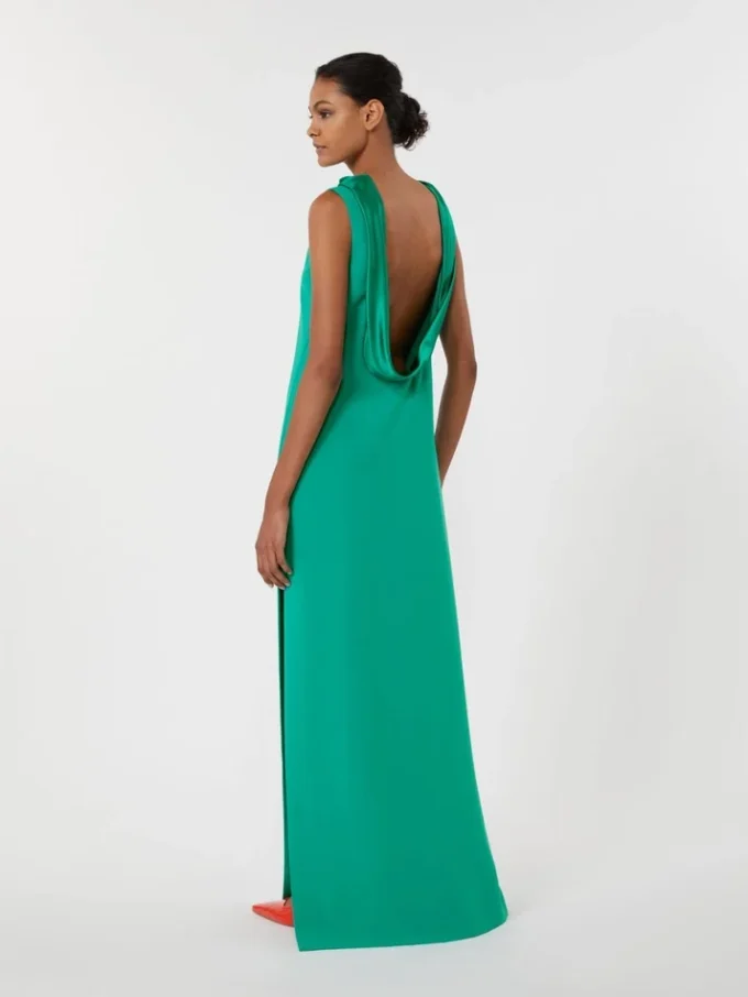 Long lightweight cady dress, green