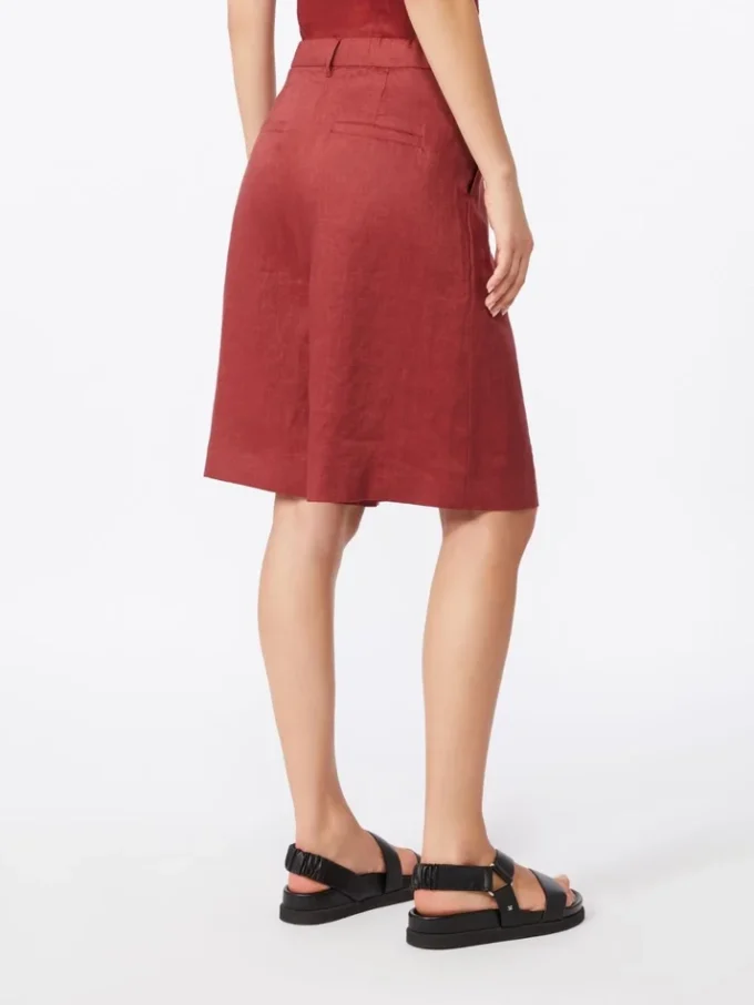 Long linen canvas bermuda shorts, brick red