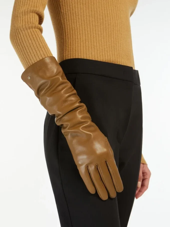 Long nappa leather gloves, tobacco Long nappa leather gloves, tobacco
