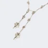 – long necklace with double pendant, silver