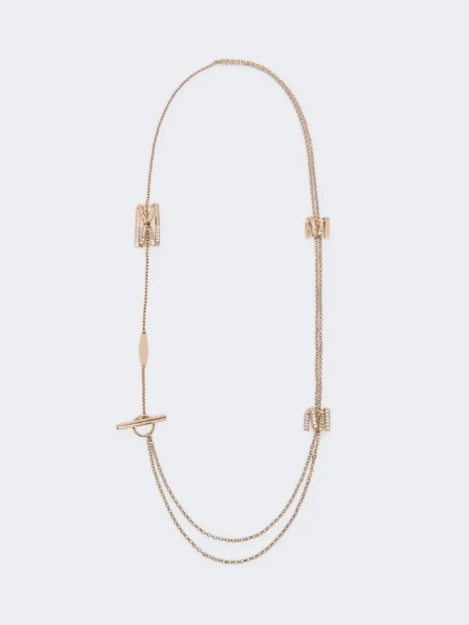 Long necklace with monogram details, ivory