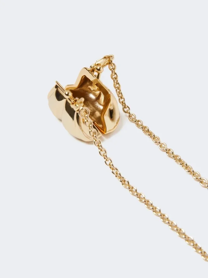 Long necklace with pasticcino bag charm, gold