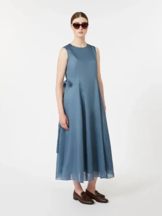 Long ramie dress, sky blue