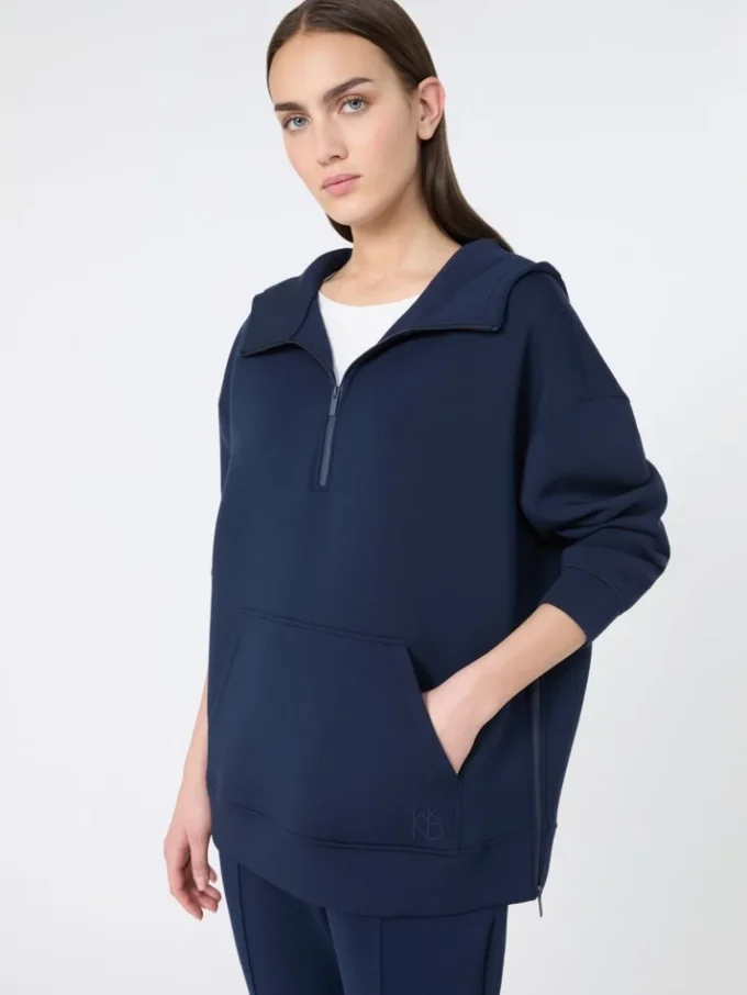 Long scuba jersey sweatshirt, navy