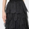 Long skirt with petals in silk organza, black
