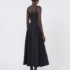 Long sleeveless pure cotton dress, black