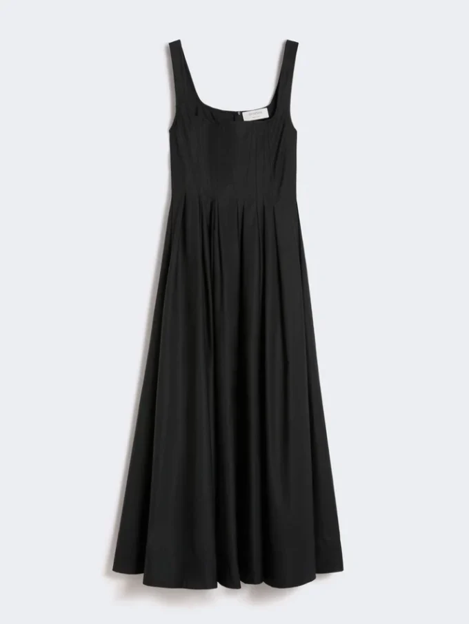 Long sleeveless pure cotton dress, black