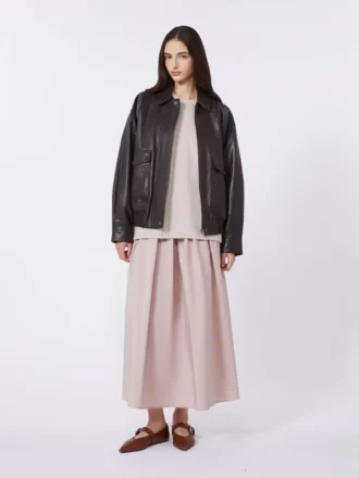 Long taffeta skirt, antique rose