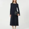 Long viscose jersey dress, navy Long viscose jersey dress, navy