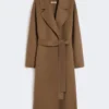 Long wool broadcloth coat, camel