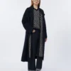 Long wool broadcloth coat, midnightblue