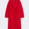 Long wool, cashmere and silk coat, red