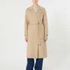 Long wool, cashmere and silk coat, sand