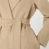 Long wool, cashmere and silk coat, sand