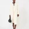 Long wool, cashmere and silk coat, white